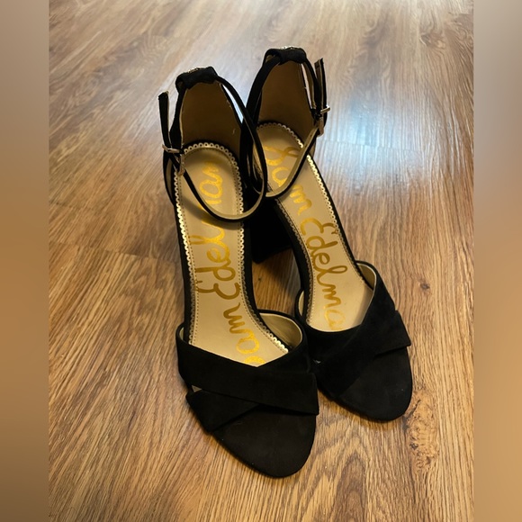 Sam Edelman Block Heel Ankle Strap Suede Sandals - Picture 1 of 5